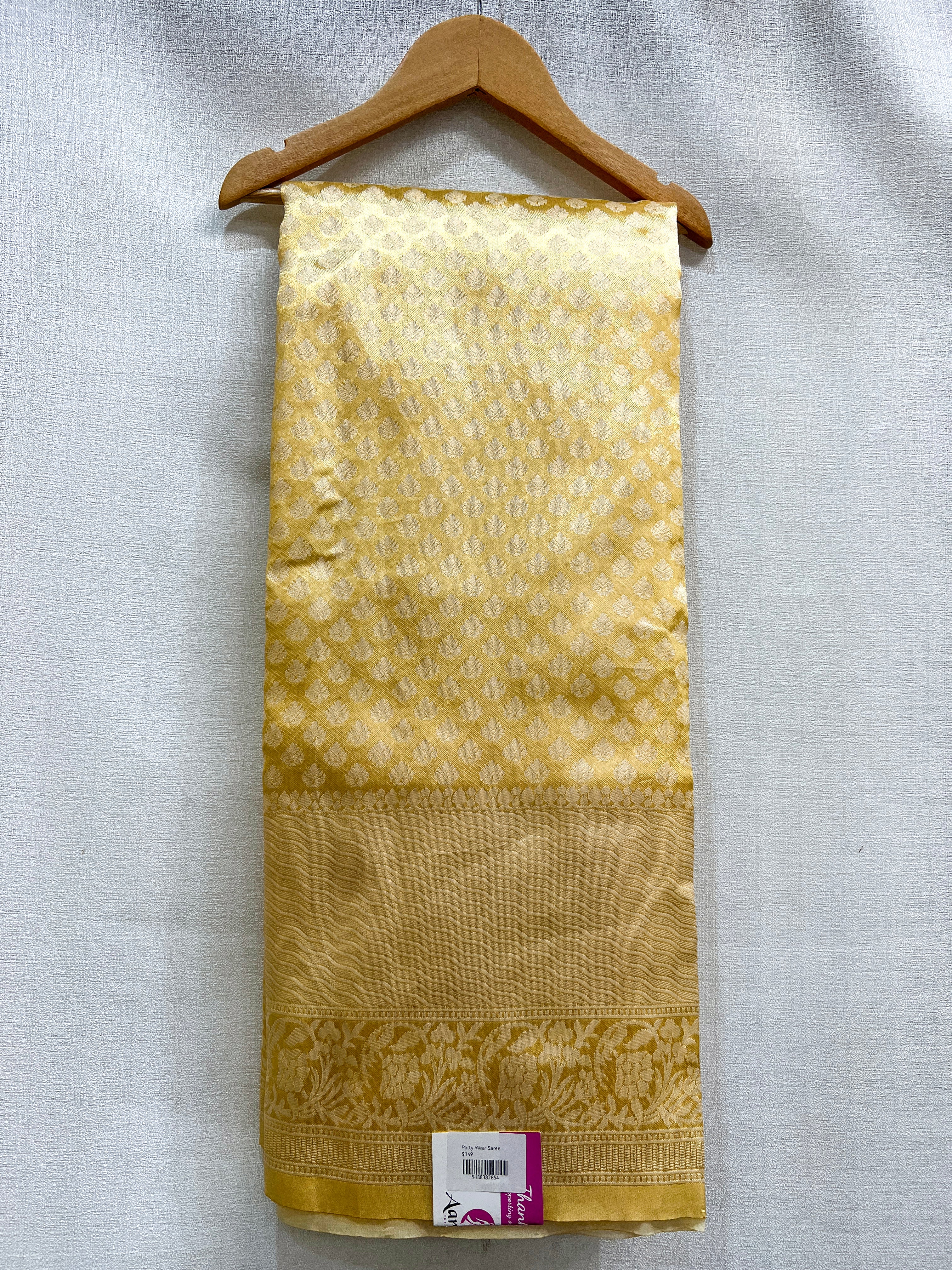 Party Wear Saree Golden